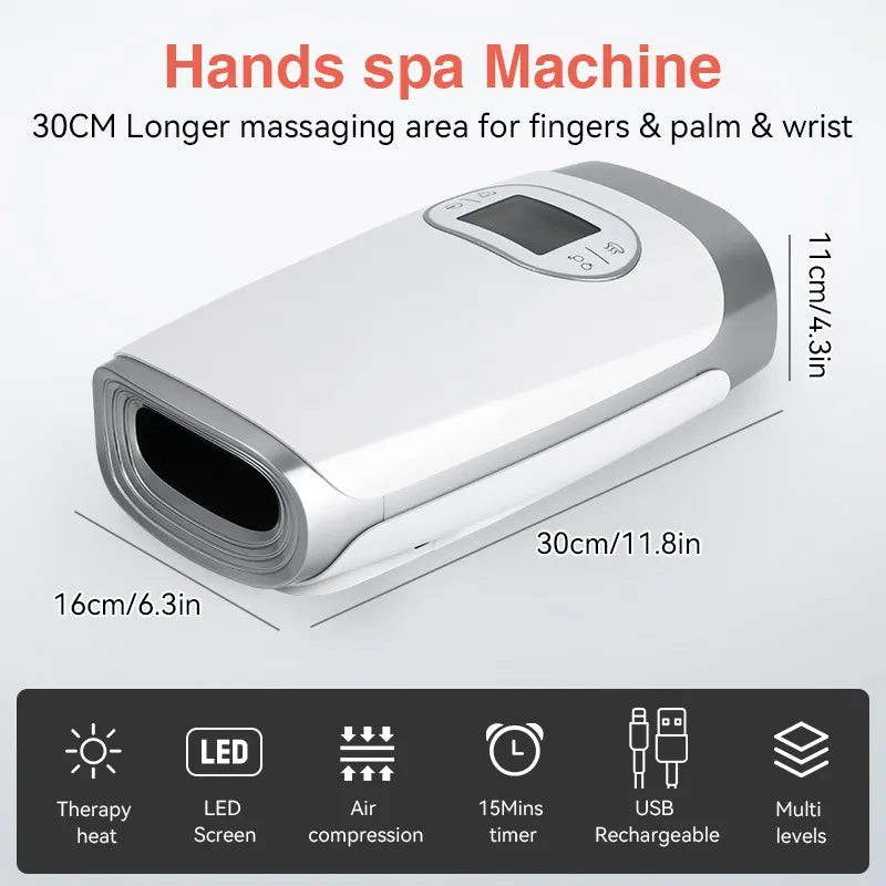 Hand Massager Acupoint Massage Heated Physiotherapy Air Compression Massage Palm Massager Finger Wrist Spa Relax Pain Relief